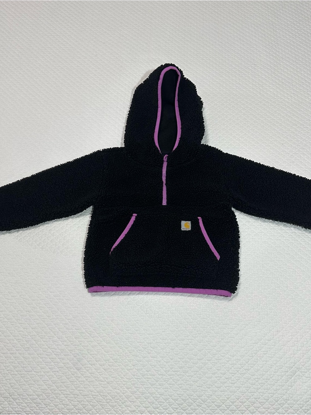 Carhartt Kids Black Sherpa Hoodie with Purple Accents